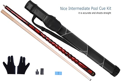 Ab Earth Ergonomic Design 13Mm Tip 58" Maple Pool Cue Stick Kit With Hard Case (Red, 21Oz) #TOP1