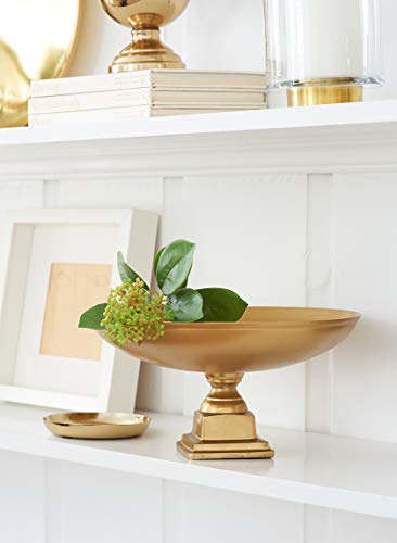 Serene Spaces Living Gold Pedestal Bowl - Add Fruit Or Treats For A Table Centerpiece With Rich Gold Color, Ideal For Home Decor, Weddings, Parties, Events, Measures 10.75" Diameter &5.75" Tall #TOP1