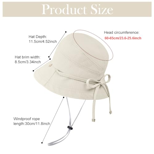 Image of SANNIDHI Sun Hats for Women Bucket Hat for Women, Wide Brim Summer UV Protection Beach Hat, Outdoor Casual Womens Hats with Chin Strap, Fashion Ladies