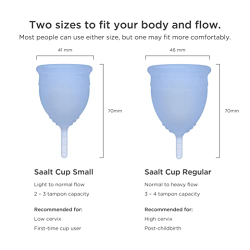 Saalt Menstrual Cup – Reusable Period Cup – Made for Comfortable, Leak-Free Protection Up to 12 Hours – BPA & Latex Free – Includes Cup & Carry Bag (Regular, Ocean Blue) - Thumbnail 5