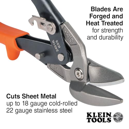 Klein Tools 2401R Right-Cutting Offset Snips, Aviation Tin Snips with Forged Blade for Precision Sheet Metal Cutting by KLEIN TOOLS - Image 2