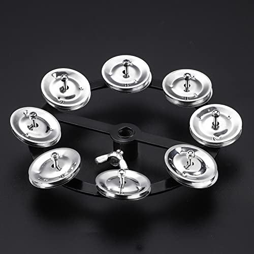 Facmogu 5.5 Inch Mountable Cymbal Hi-Hat Tambourine With Single Row 8-Pair Stainless Steel Jingles 37Cm/1.5In, Drum Set Tambourine With Wing Nut Mount & Durable Alloy Construction For Hihats - Black #TOP3