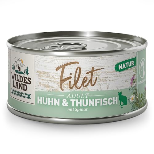 Wildes Land – Filet Huhn & Thunfisch mit Spinat | Natur – 12x80g – Nassfutter