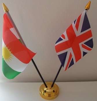 The Flag Company Gold Kurdistan Union Jack 2 Flag Friendship Table Display With Base