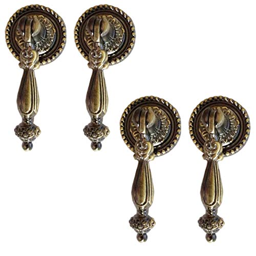 Chris.w 4 Pack Antique Style Bronze Metal Drawer Tear Drop Cabinet Decorative Pull Handle Knob #TOP19