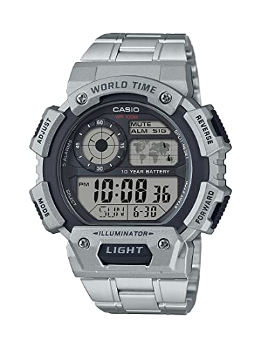 Casio 10 Year Battery, Silver/Black