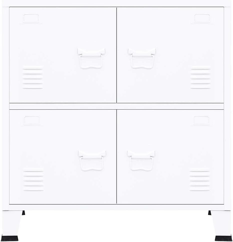 White Industrial Storage Chest, Steel & Plastic, 29.5x15.7x31.5 in, Ventilated Design for Bedroom Storage, Living Room, Office, 44 lbs Capacity