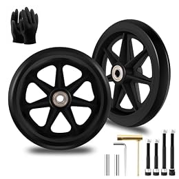 2Pcs 6 Inch Replacement Wheelchair Wheels for Walkers - Environmentally Friendly Rubber Material, Wear-Resistant PU Tires, Anti-Slip, and Durable ABS Wheel Hub (6IN Narrow 2Pcs)