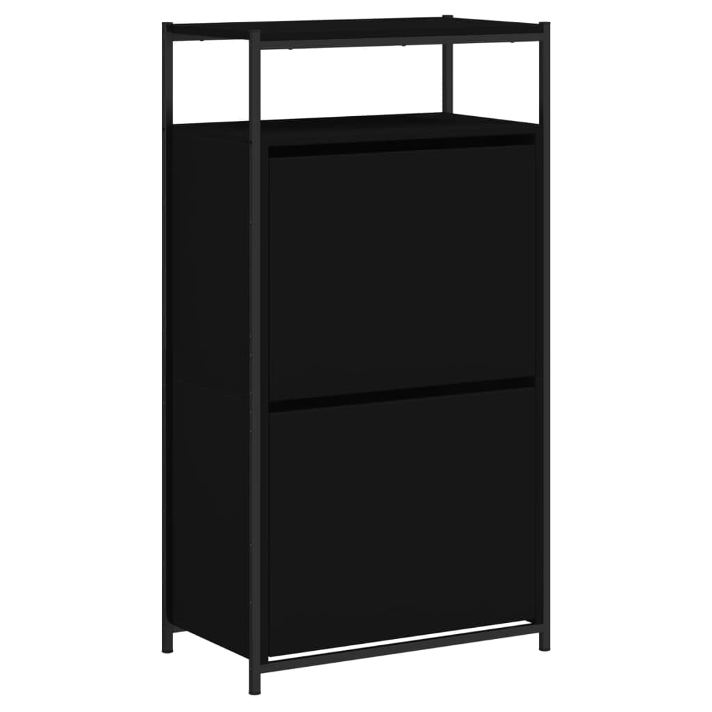 Homgoday Scarpiera Nera 60x34x112 cm in Legno Multistrato, Arredo Scaffale Portascarpe Organizzatore per Scarpe Stoccaggio Salva Spazio per Corridoio