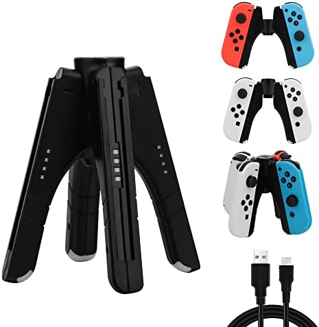 4 in 1 Controller Charger Grip for Nintendo Switch JoyCon & Switch OLED Joy Con Holder, FANPL JoyCon charging dock with LED Indicator Light and Charging Cable - Converts to Grip or Charging Stand