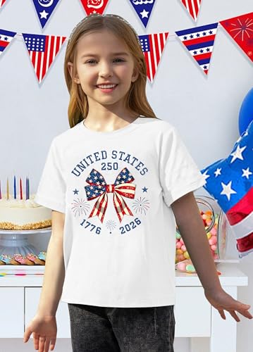 Image of CAZYCHILD Kids 250 Anniversary USA Shirts 250 Year American Flag Tshirt Boys and Girls Happy 250th Tee 4th of July Tops