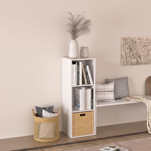 NewBeth Wooden Cube Storage Organizer with Closed Back Panel,White Cube Shelf Cubby Storage Organizer with Compartments for Living,Bookshelf,Storage Organizers (White, 3 Cube-11in) by NewBeth - Used condition - Image 5