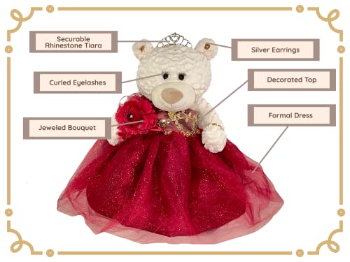 20" Quince Anos Quinceanera Last Doll Teddy Bear With Dress (Centerpiece) ~ Arc16831-7 (Burgundy) #TOP2