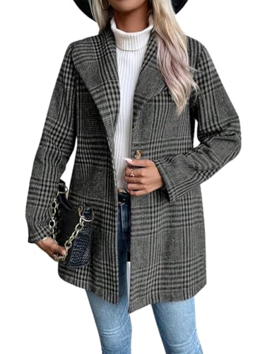 utcoco Womens 2025 Business Casual Blazers Long Sleeve Open Front Work Office Blazer Jacket (Large, Dark Grey)