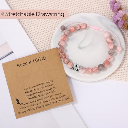 JoycuFF Soccer Gifts for Girls Soccer Stuff Accessories Gifts Sport Lovers Gift Include Glass Cup, Makeup Bag, Canvas Bag, Bracelet, Hair Scrunchies, Stickers for Team Player Birthday Gifts for Women by JoycuFF - Image 3