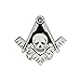 Widow's Son Skull Square & Compass Silver Lapel Pin - 1" Tall