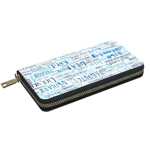 Leather Wallet for Women Ladies Novelty Printed Around Zipper Long Wallet Phone Purse Credit Card Holder, Gymnastics Blue2