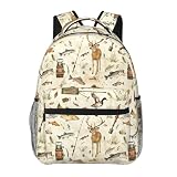 TRYYN Outdoor Adventure Casual Backpack, Lightweight Laptop Bag Daypack, Deer Fish and Gear Backpacks for Women Men Teens Students, Hunting Polyester Bookbag Gifts for School Work Travel Hiking