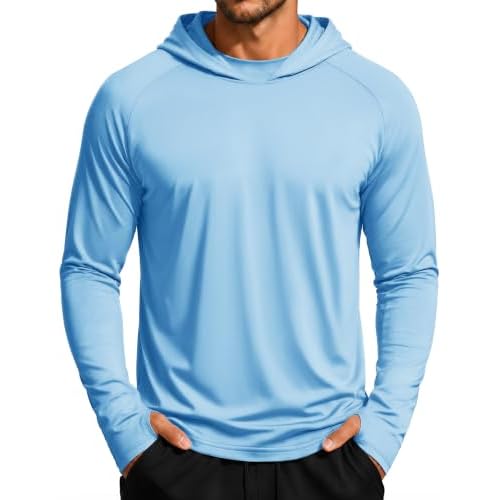 MAGCOMSEN Men's UV Hoodies Long Sleeve Sun Rash Guard Fishing Swim Shirts | Long Sleeve, Fishing Shirts, Sun Protection, Dry Fit, Lightweight Hoodie, Hiking, Swim