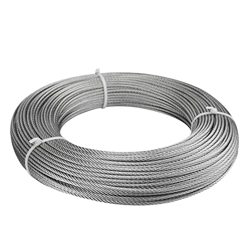 Muzata 200Ft 1/8" Wire Rope T316 Stainless Steel Marine Grade For 1/8" Cable Railing System Decking Aircraft Cable Hardware 7X7 Strands Indoor Outdoor Diy Balustrade Hanging Wr02, Wp1 #TOP11