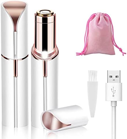Facial Hair Removal for Women, USB Mini Hair Remover, Rosarden Electric Razor Shaver Portable Bikini Epilator for Lips, Chin, Armpit, Peach Fuzz, Fingers, Arms, Legs and Body, with Storage Bag (White)
