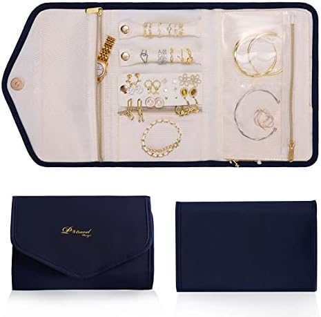 TOSTA HOME Travel Jewelry Organizer Roll Multiple Portable Jewelry Storage Bag for Necklaces, Bracelets, Rings, Earrings, Watches Great Christmas Gift for Girls Mom Women Navy Blue One Pack