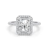 GLAM AND GEMS 3 Carat Radiant Cut Moissanite Engagement Statement Wedding Band Ring for Women in 14k