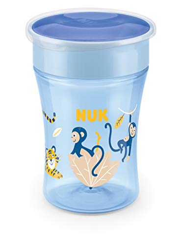 NUK Magic Cup vaso antiderrame bebe | Borde a prueba de derrames de 360° | +8 meses | Sin BPA | 230 ml | Mico (azul) | 1 unidad