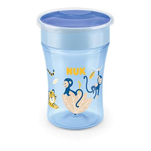 NUK Magic Cup doftmugg | läckagesäker 360° drickkant | 8+ månader | BPA-fri | 230 ml | apa (blå)