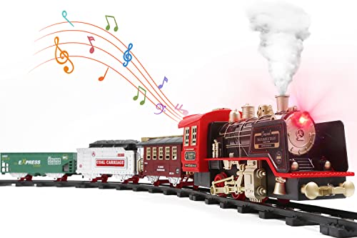 Train Set With Smoke, Sound And Light, Electric Train Track Toy Under Christmas Tree, Christmas Birthday Gift For 3 4 5 6 7 8+ Year Old Kids, Toddlers, Boys And Girls #TOP9