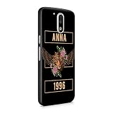 Personalizado Funda Protectora de Plástico Duro, Para Motorola Moto G4 Plus Custom Name Initials Letter Text Customized Date Wild Tiger Head Flowers Animal Iniciales Personalizadas Funda Delgada