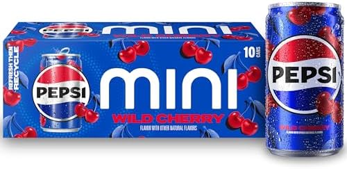 Pepsi Wild Cherry Soda Mini Cans, 7.5 Ounce Mini Cans (10 Pack) (Packaging May Vary)