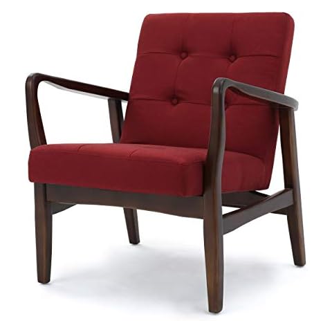 GDFStudio Deep Red Fabric Mid Century Modern Club Chair Cover