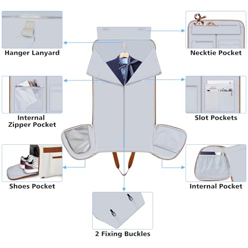Convertible Garment Duffel Bags for Travel - Carry on Garment Duffle with Toiletry Bag Storage Bag Large Travel Duffel Bag 2 in 1 Hanging Suit Bag Weekender Bag for Men Women 3pcs Set