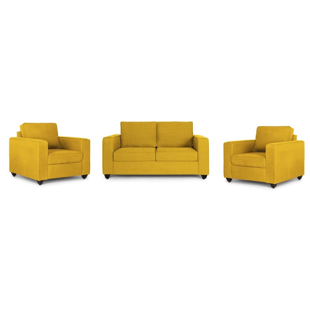 Wakefit Sofa Set | 3 Year Warranty | 4 Seater for Living Room, Wooden Sofa Set, 2+1+1 Seater - Napper(Tahoe : Chrome Yellow) - Review, Price and Buying Guide