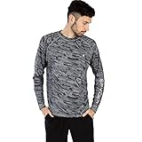 Spyder Men's Standard Digital Camo Long Sleeve Rashguard, Dark Grey, XXL