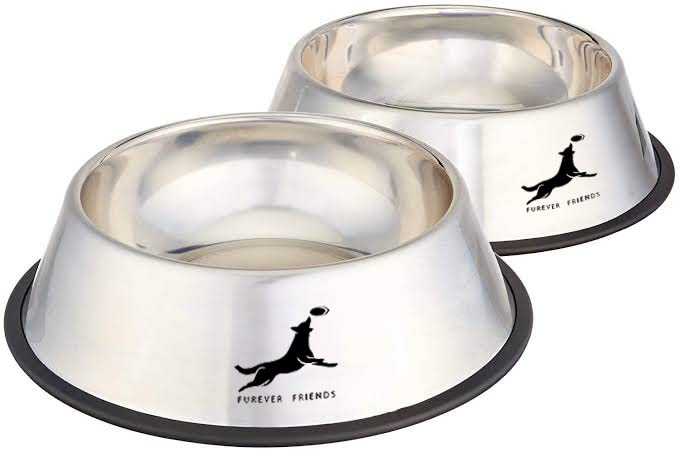 FUREVER FRIENDS Stainless Steel Dog Bowl With Rubber Base For Food And Water, Pet Food Container, Perfect Dog Bowls Choice For Medium Large Big Dogs-400Ml (Pack Of 2),?16 cm,H_5.5 cm,W_16 cm (B0B2WVLSLV) Amazon Price History, Amazon Price Tracker