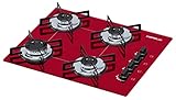 Cooktop 4 bocas Chamalux ultra chama Bivolt Gás Natural Trempe de Chapa Vermelho