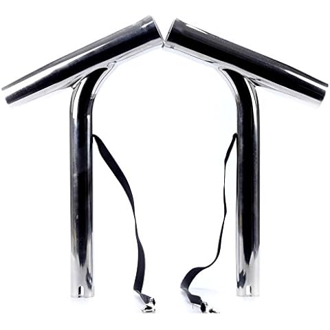 Amarine Made 2Pcs Boat Fishing Rod Holder, Silver Highly Polished Stainless Steel Rod Holder, Outrigger Stylish Fishing Pole Holder Cover