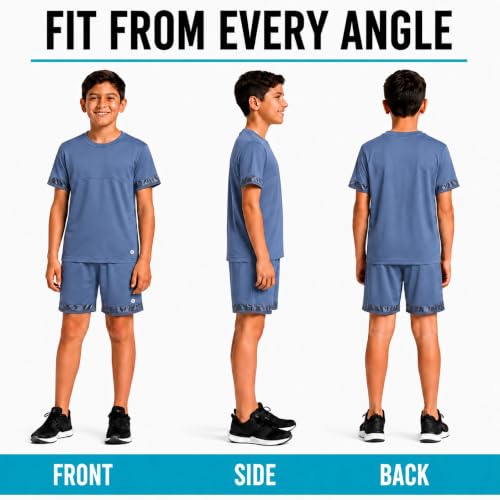 Image of RBX Boys Short Set - 2 Piece Active Performance Short Sleeve Athletic Shirt and Basketball Shorts with Elastic Waistband