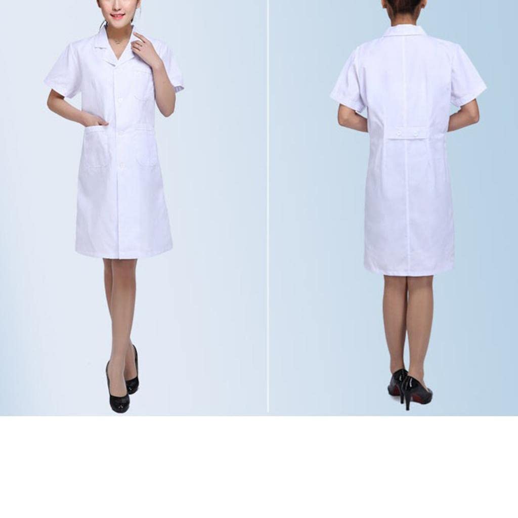 Bata de laboratorio de manga corta para mujer, uniforme de médico, enfermera, talla S