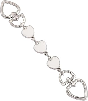 Anbys 1Pcs Heart Purse Extender Chain Silver White Bag Chain Extender Purse Strap Extender for Handbags Bag Charms Purse Making Accessories