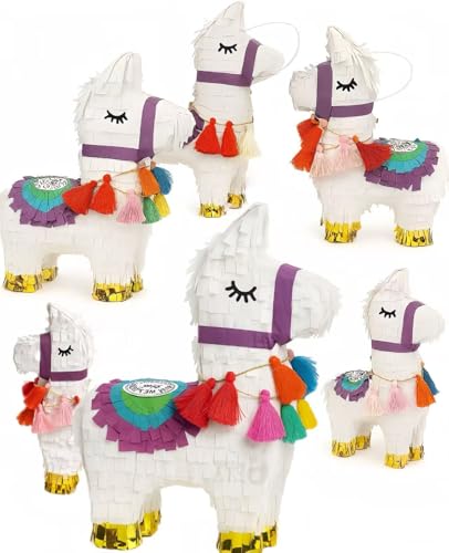 GIFTEXPRESS 6pk 8"x6" Benito the Mini Llama Pinatas – Small Birthday Party Favors, Cinco de Mayo, Fiesta, Gender Reveal, Taco Tuesday, Table Centerpieces, Classroom Decor, Mexican Fiesta Celebration