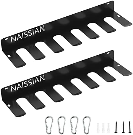 Naissian Baseball Bat Rack Display for Storage Holder Hanging Organizer Bat Rack Holder X2 for 10 Bats or Baseball Wall Mount Fence Hanger, Metal Heavy Duty(Pack of 2