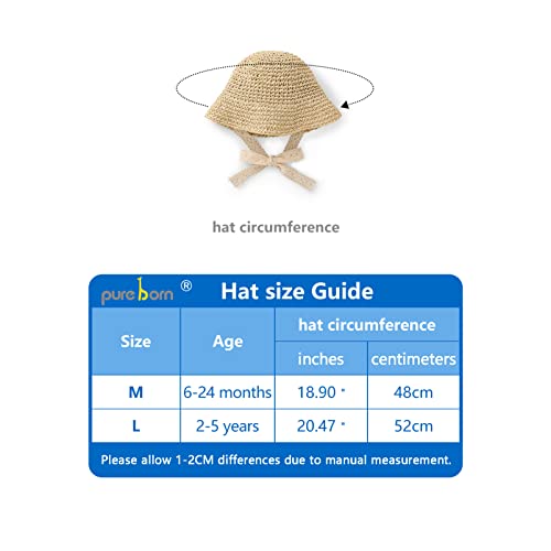 Pureborn Baby Girls Straw Sun Hat Wide Brims Bucket Hat Sun Protection With Straps For Infant Girls 6-24 Months Khaki #TOP5