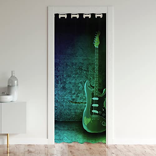 jejeloiu Cortinas opacas de guitarra para ventana, tratamientos de música rock, cortina de puerta, oscurecimiento de habitación, cortinas opacas para puertas con ventanas, 107 x 203 cm, 1 panel