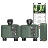 Shrivee 2PCS Programmateur Arrosage Connecté 2 Voies Automatique WiFi avec RF433 Technologie Programmable Irrigation Timer pour Jardin