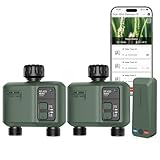 Shrivee 2PCS Programmateur Arrosage Connecté 2 Voies Automatique WiFi avec RF433 Technolog...