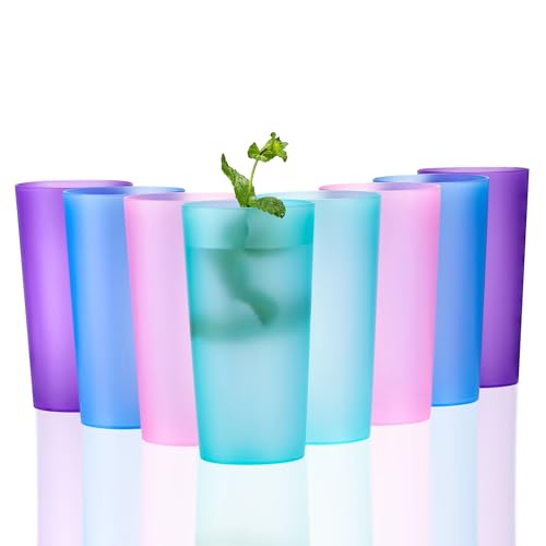 ZAINCA 26-ounce Plastic Drinking Glasses Stackable Tumblers Water Cups Mixed