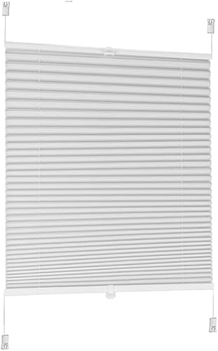 Sekey Plissee ohne Bohren, Vliesstoff Fenster Plissee Klemmfix Jalousie 65 cm breit, Verspannt Lichtdurchlässig Sonnenschutz Fensterollo, 65 x 130 cm, Weiß Vliesstoff